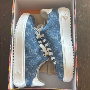 LV Denim Blue and White Sneakers